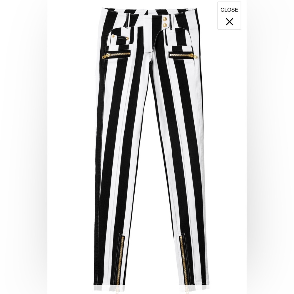 Balmain H&M Black White skinny pants 6 US